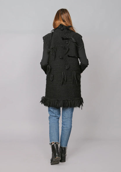 Gilet lungo in lana Merino