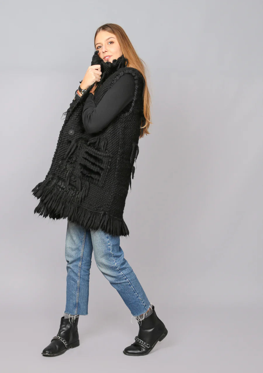 Gilet lungo in lana Merino